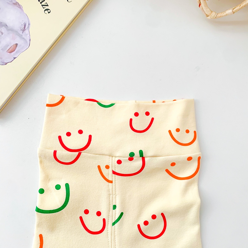 Bộ quần áo mặc nhà dài tay họa tiết mặt cười đáng yêu cho bé 1-3 tuổi