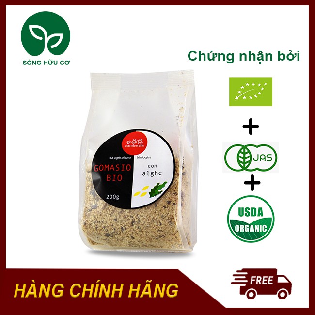 Gia vị rắc cơm Gomasio rong biển hữu cơ ăn liền Sottolestelle 200g [FREESHIP] Date 2022