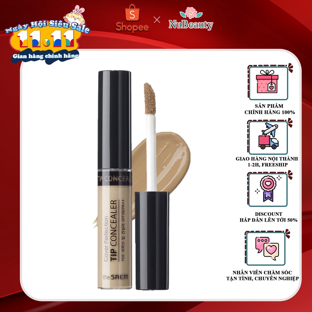 💖 Kem che khuyết điểm TheSaem Cover Perfection Tip Concealer (6.5g) 💖[FREE SHIP TOÀN QUỐC]💖