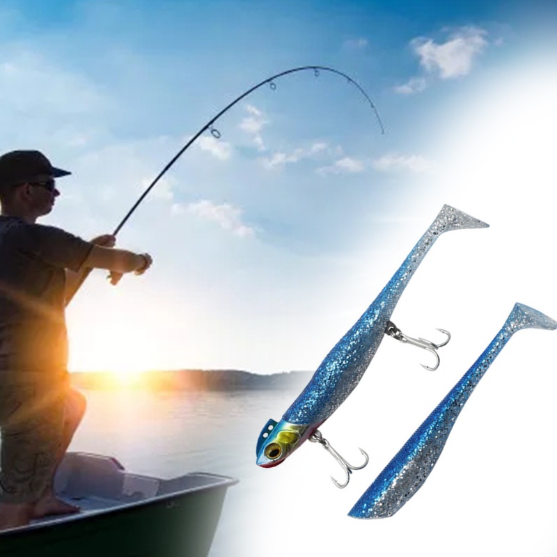 QQ Bộ Mồi Câu Cá Giả Hình Chữ T Bằng PVC Mềm Phản Quang