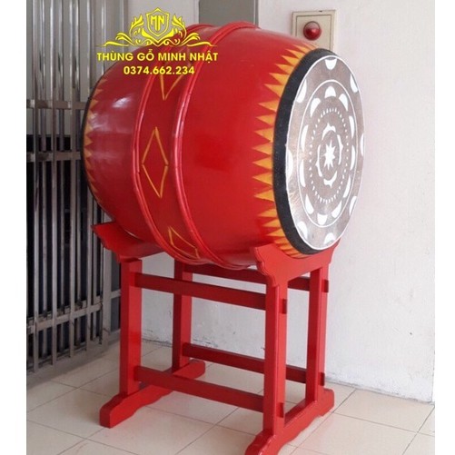 Trống trường học, trống đình chùa lễ hội (mặt 52cm cao 65cm) tặng giá trống