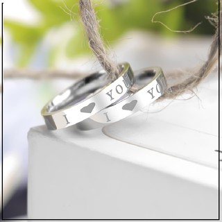 1 chiếc nhẫn cặp inox i love you, nhẫn đôi tình nhân