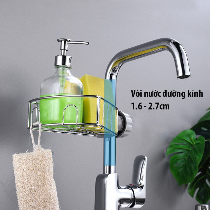 Kệ Đựng Đồ Rửa Chén Inox 304, Giỏ Đựng Đồ Rửa Chén Kẹp Vòi Nước Siêu Bền