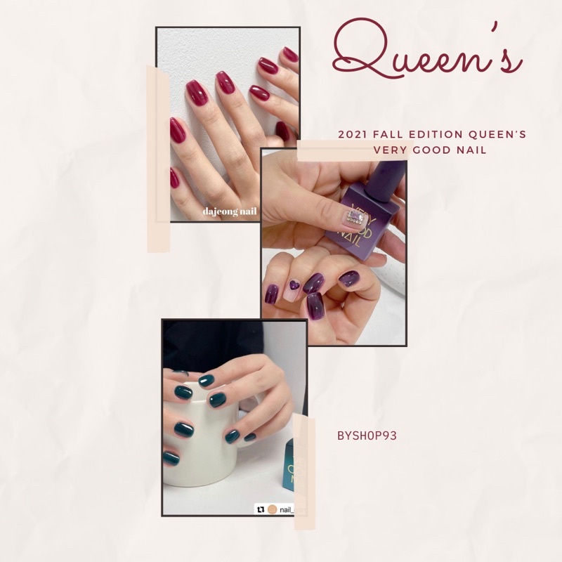 [Very Good Nail] Bộ sản phẩm sơn gel thạch siro cao cấp Hàn Quốc collection mùa thu phiên bản Queen’s ( 6 pcs)