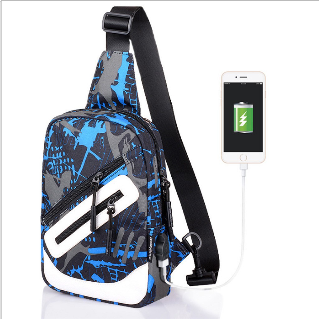 Túi đeo chéo dạ quang phát sáng hình Mắt + Tặng Cáp Sạc USB