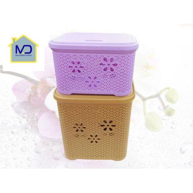 (sieu hot) Giỏ đựng đồ có nắp hoa việt nhật