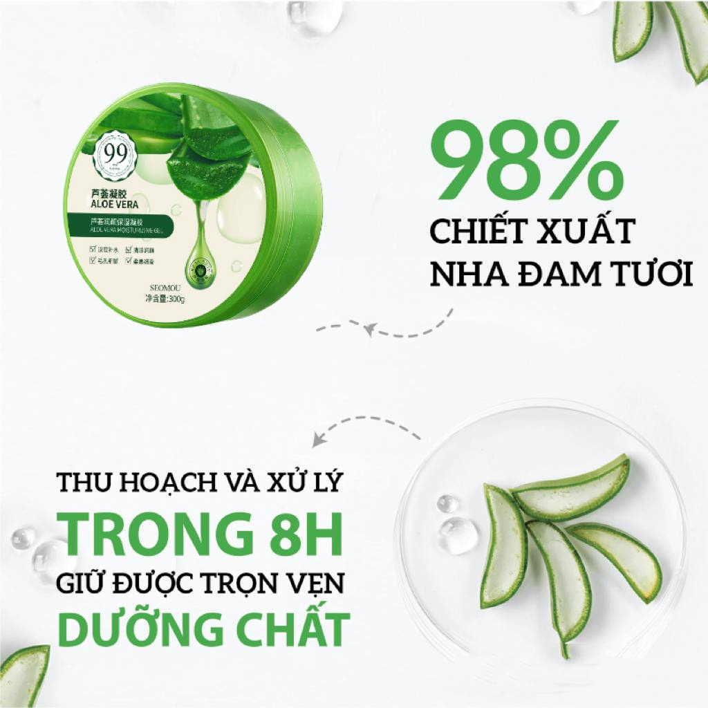 Gel Nha Đam Dưỡng Ẩm và Làm Mềm Da, Gel Lô Hội 98% Aloe Vera Gel Zu Cosmetics