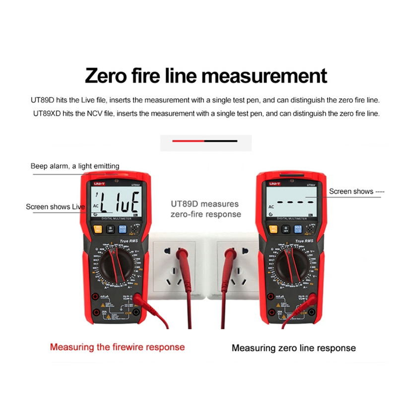 UT89X/XD Đồng hồ vạn năng kỹ thuật số NCV TRMS (AC DC-1000V) (AC DC-20A) Firewire, diode triode, LED, đo chu kỳ nhiệm vụ