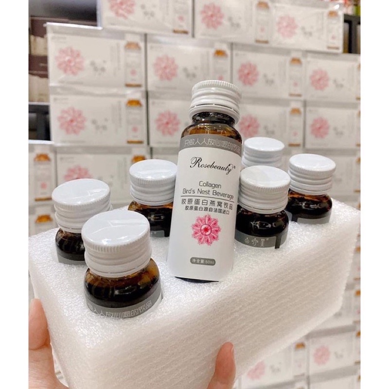 NƯỚC YẾN TRẮNG COLLAGEN ROSE BEAUTY HỘP 8 CHAI CHÍNH HÃNG
