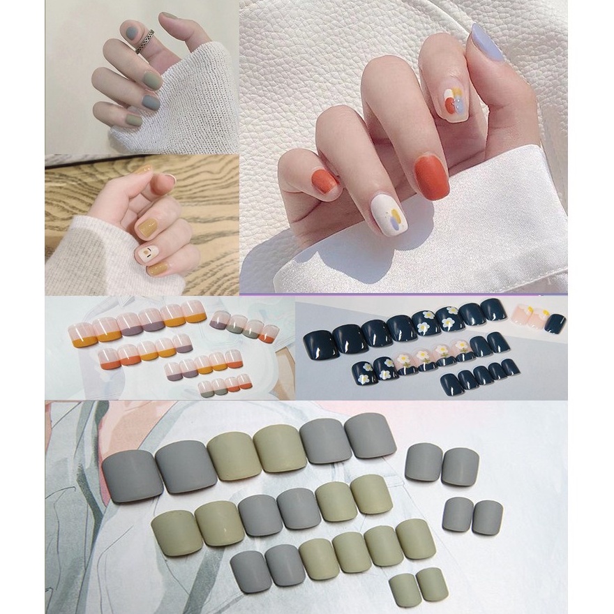 24 Bộ nail dán móng tay giả 3D Tặng Kèm Keo Dán hàn quốc