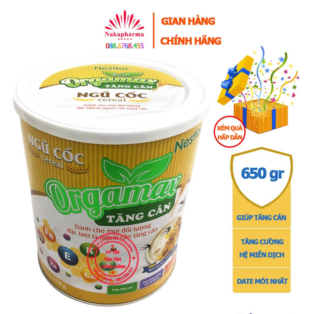 Ngũ Cốc Cereal Orgamax Nestlac Tăng Cân 650g – Khuyên dùng cho người gầy còm, suy dinh dưỡng, chơi thể thao