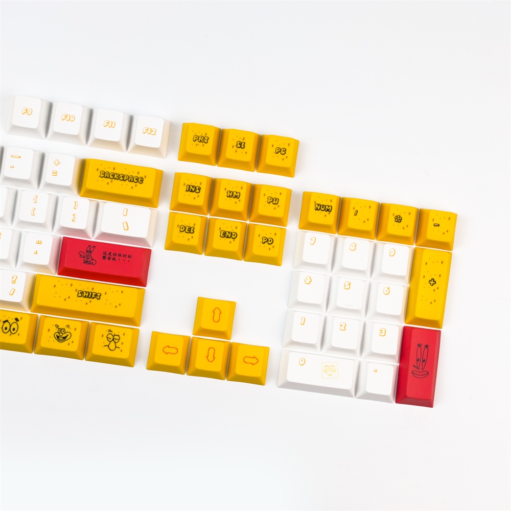 GMK Spongebob keycaps, 127 phím keycaps Cherry Profile DYE-SUB Cá nhân hóa GMK Keycaps cho bàn phím cơ