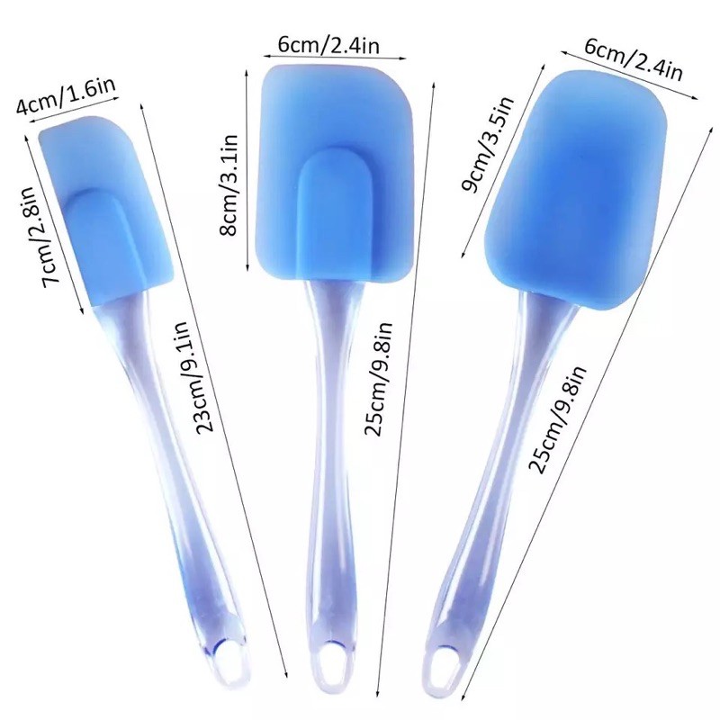 Bộ 3 spatula phới vét bột silicon cán nhựa dày