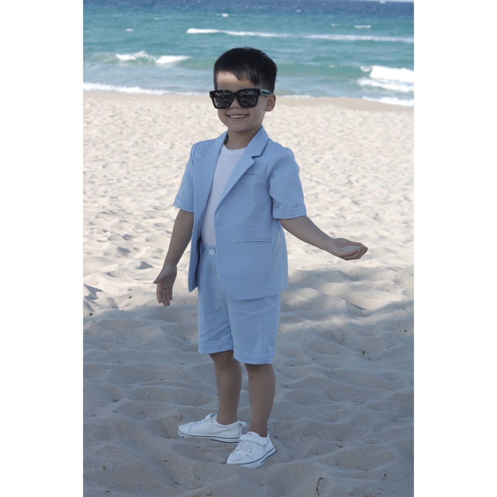 Set Vest Cộc Tay Cho Bé Trai - Màu Xanh Dương