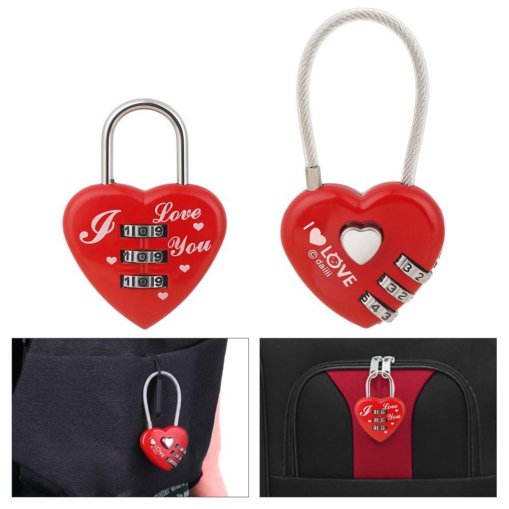 1 Ổ Khóa Hành Lý Hình Trái Tim Mật Khẩu 3 Số
