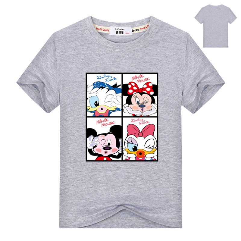 Áo thun tay ngắn họa tiết Mickey Minnie Mouse dành cho bé
