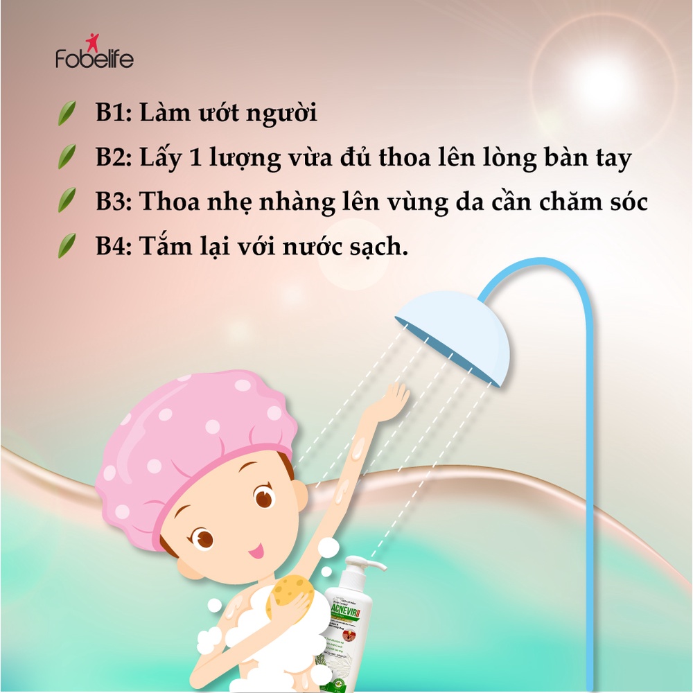 Sữa Tắm Dành Cho Da Mụn Ngực Lưng Mông Giảm Viêm Nang Lông  ACNEVIR - Chai / 210ml