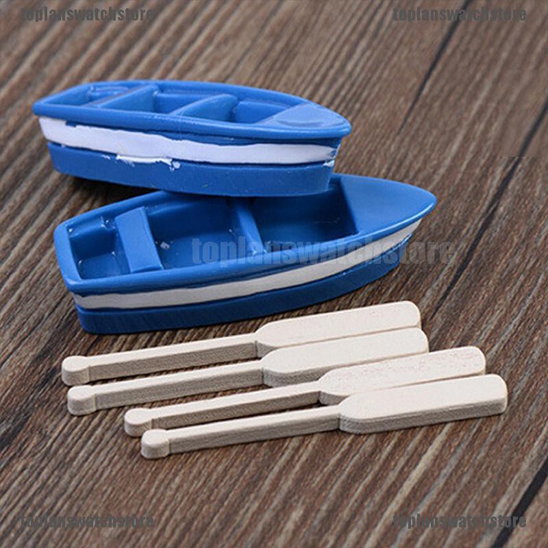 2 Đồ trang trí Thuyền Mini Trang Trí Tiểu Cảnh