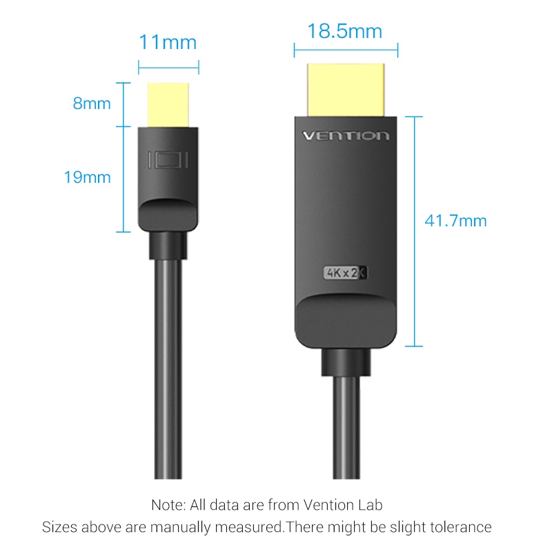 Cáp VENTION Chuyển Cổng Cắm Displayport Mini Sang Phích Cắm HDMI 4K 30HZ Dành Cho Macbook iMac