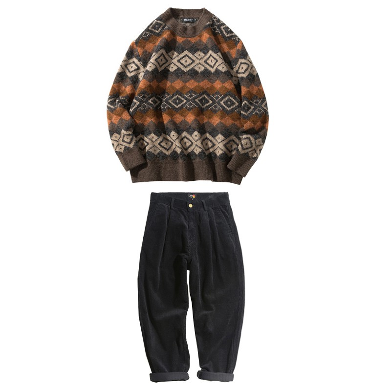Bộ áo len và quần nam phong cách vintage Nhật Bản mitbg000