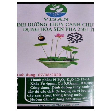 Gói dinh dưỡng chuyên dụng pha 250L dung dịch thuỷ canh trồng hoa sen sung mini - Rau&Hoa Shop.