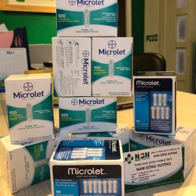 ❤HỘP 100 CÂY Kim lấy máu đường huyết kim lấy chích máu tiểu đường microlet lancets bayer 100 cây của Đức
