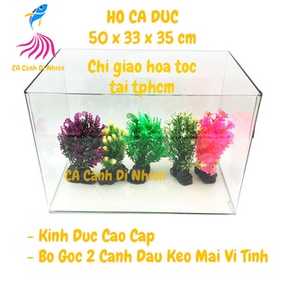 Hồ kính đúc nuôi cá thủy sinh 2 cạnh uốn cong bể size 50x33x35 cm