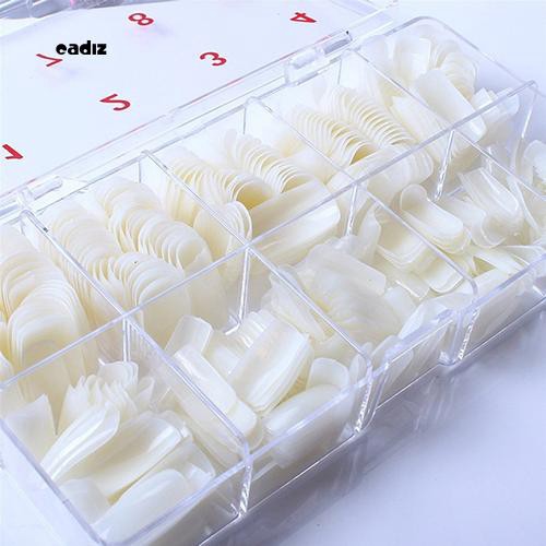 Set 100/500Pcs móng tay giả màu trơn tự nhiên kèm hộp