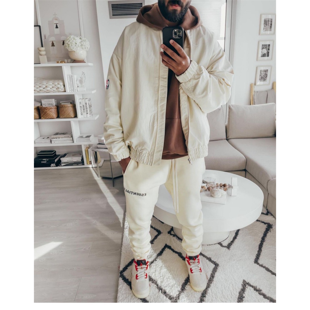 ⚡️ - Áo khoác Fear of God NRG Warm-Up Basketball Jacket Light Cream, áo khoác FOG NBA