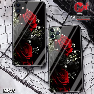 Ốp lưng cường lực hình hoa hồng MK46 cho điện thoại iPhone