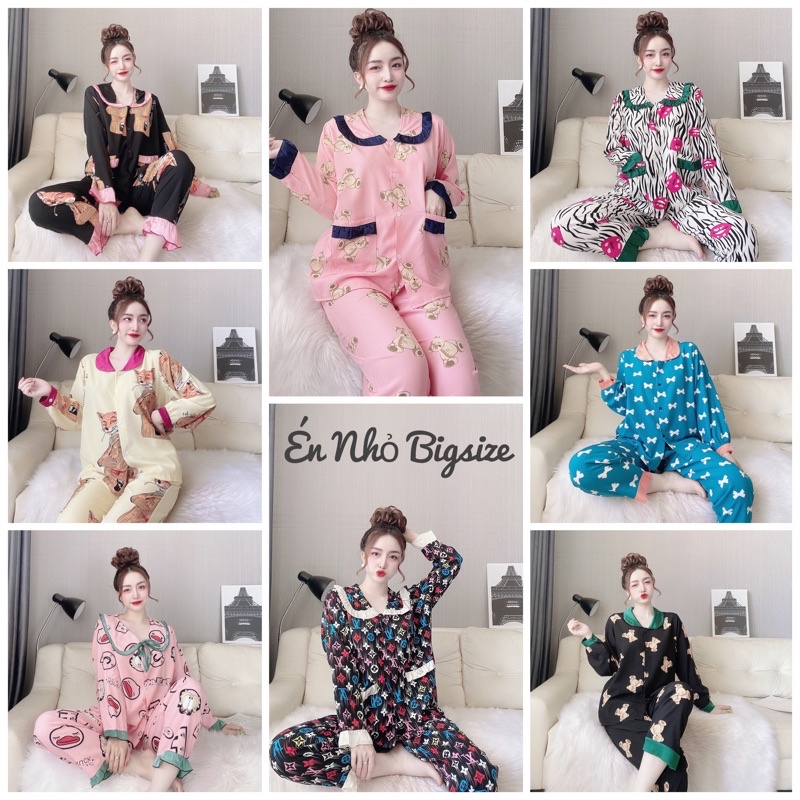Đồ Bộ Pijama Bigsize Tay Dài Lụa Mai Ngô Cao Cấp 50kg-110kg