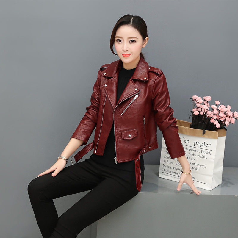 Áo Khoác Da Ngắn Dáng Ôm Phong Cách Hàn Quốc Thời Trang Thu Đông Cho Nữ
