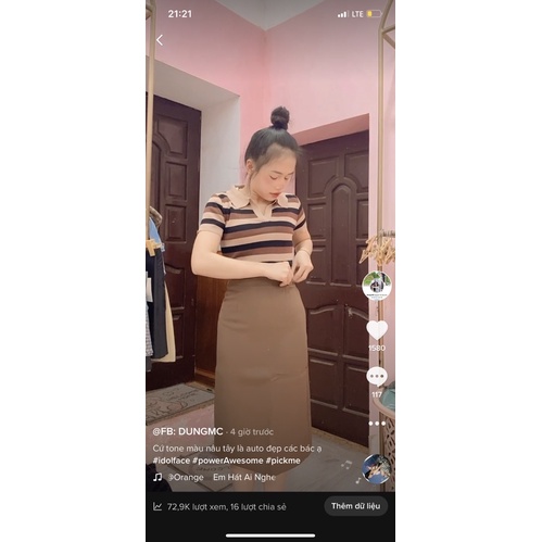 Set nâu tây áo kẻ