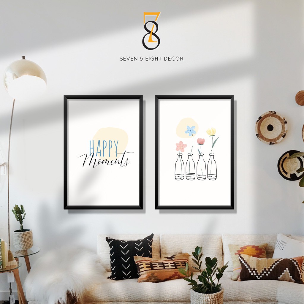 Bộ 02 Tranh Canvas | Happy Moments 2FABS005 | Tranh Căng Khung Cao Cấp | Tặng Kèm Đinh Đa Năng