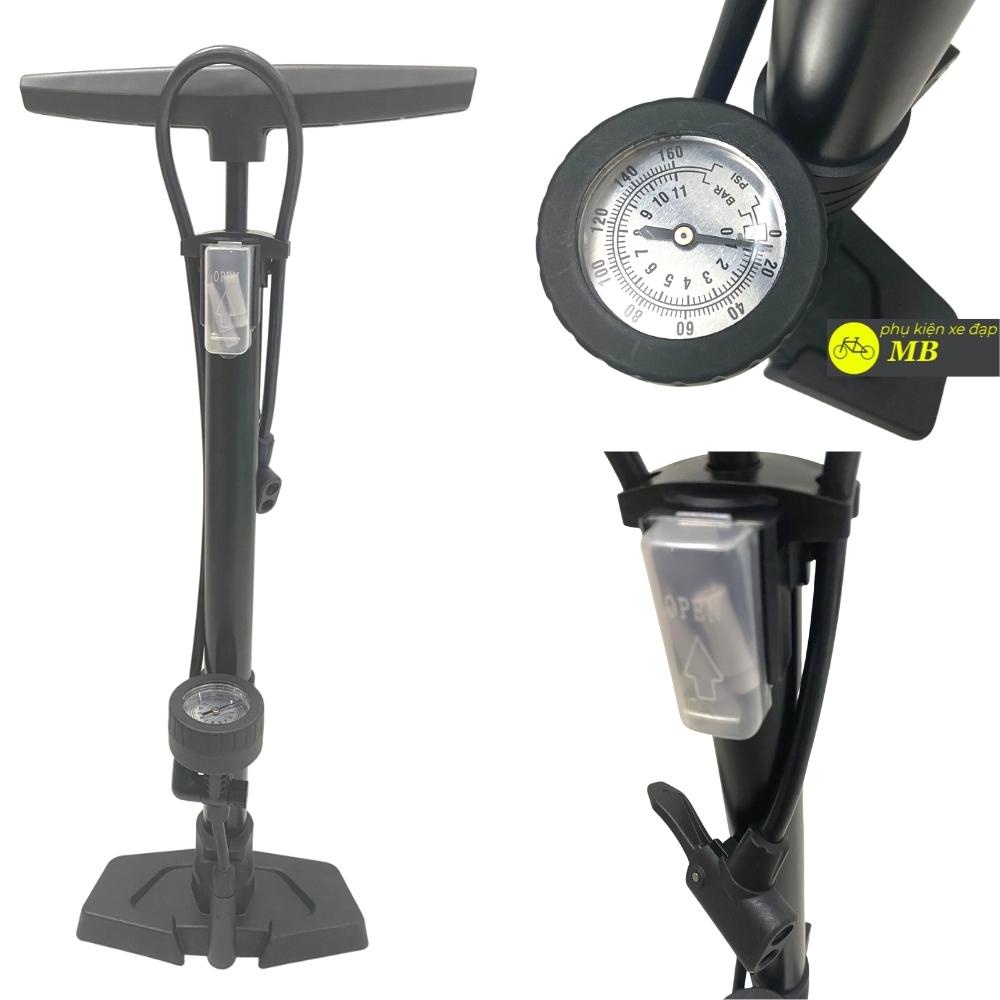 bơm xe đạp bơm xe máy cao cấp có đồng hồ đo áp suất ống nhôm siêu bền