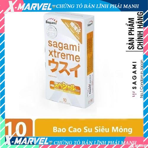 Bao cao su Sagami Xtreme Superthin siêu mỏng/nhiều gel/49mm, quà tặng bcs gân/gai/bi/râu/siêu mỏng/nhiều gel bôi trơn