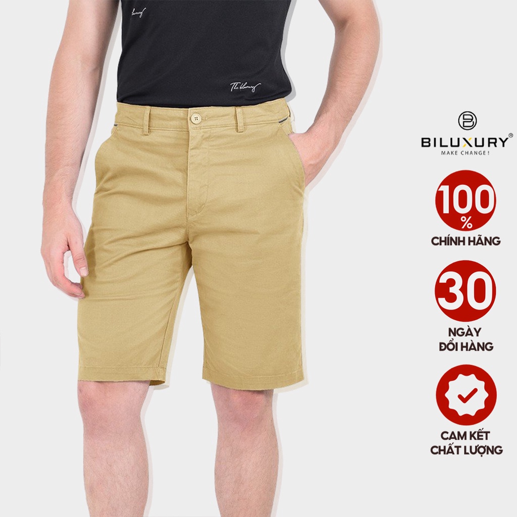 Quần đùi nam Biluxury short ngố kaki mềm kiểu dáng trẻ trung năng động màu vàng 5QNKB003VAG