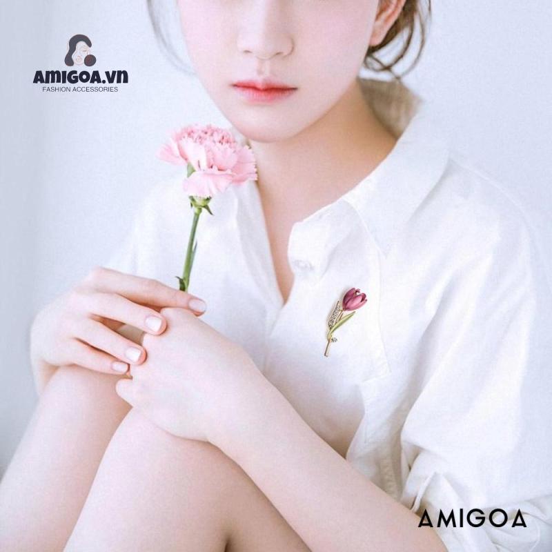 ✨✨Ghim Cài Áo Hình Hoa Tulip Đính Đá Nhân Tạo Thời Trang