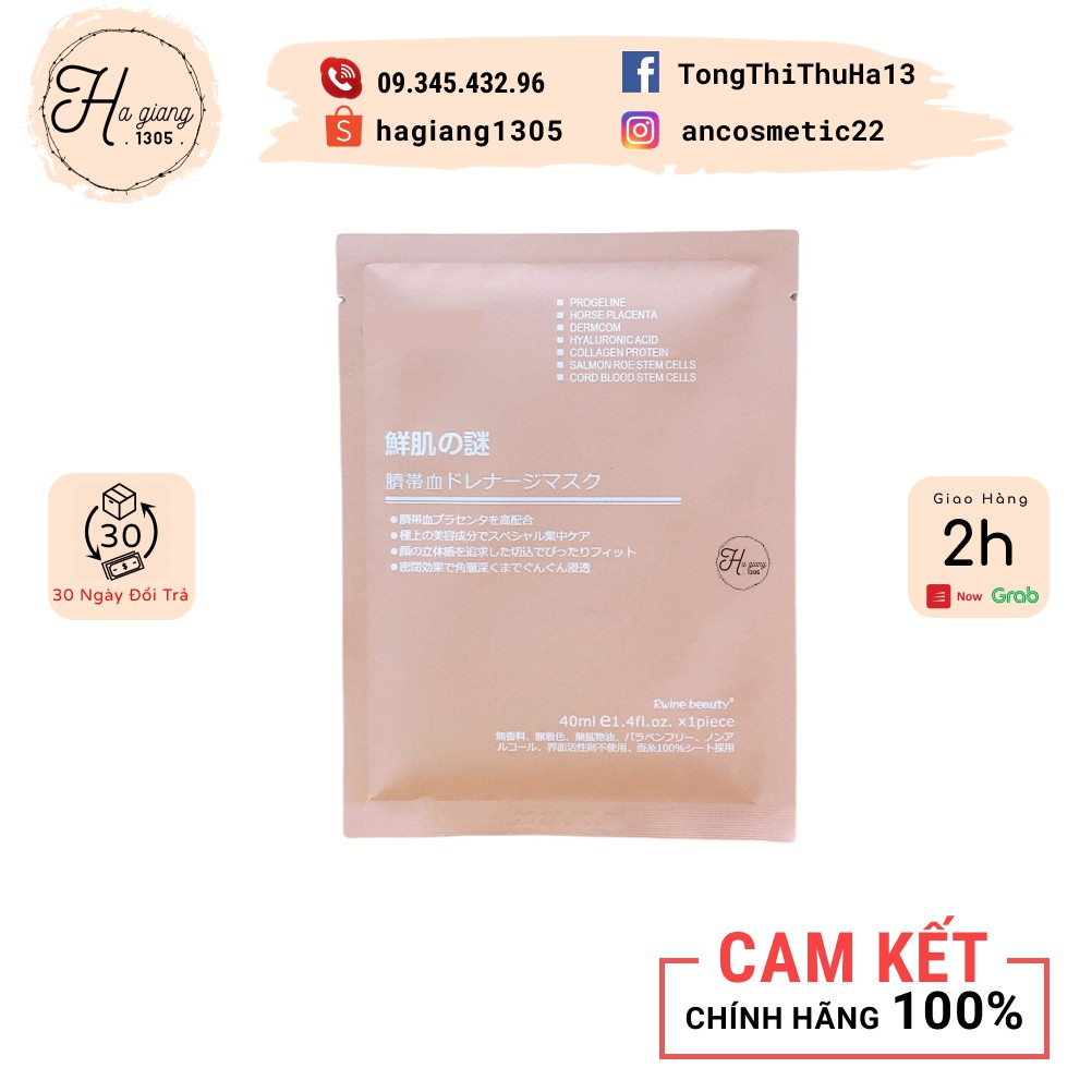 Mặt nạ tế bào gốc Rwine Beauty Stem Cell Placenta Mask phục hồi chức năng da giúp da mịn màng, mềm mại, ngăn ngừa khô da