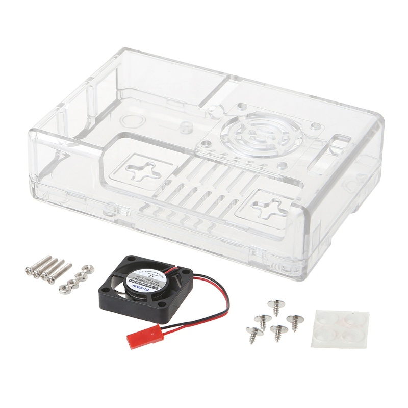 Ốp Máy Tính Bảng Bằng Acrylic Kèm Quạt Tản Nhiệt Và Giá Đỡ Tản Nhiệt Tiện Dụng Cho Raspberry Pi 3