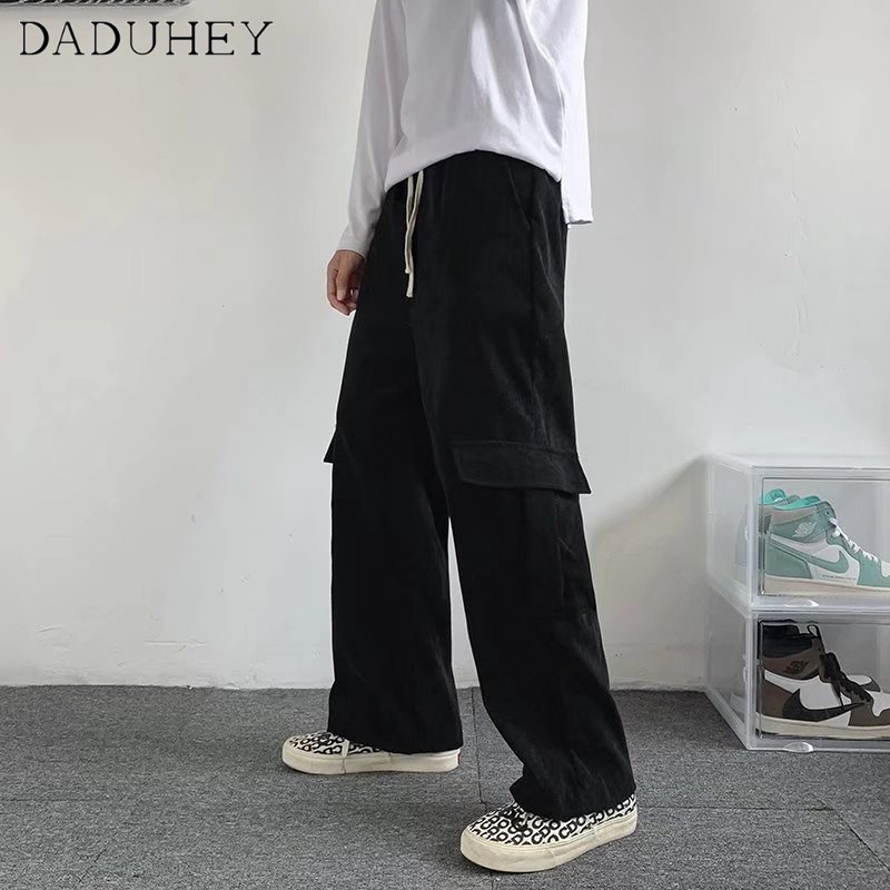 Quần dài thể thao thẳng dáng rộng nhung tăm thời trang hợp xu hướng phong cách Hồng Kông mùa thu 2022 đa năng cho nam