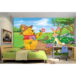 Tranh dán tường 3D gấu Pooh vui vẻ BINBIN TB32 (Kích thước : tuỳ chọn)