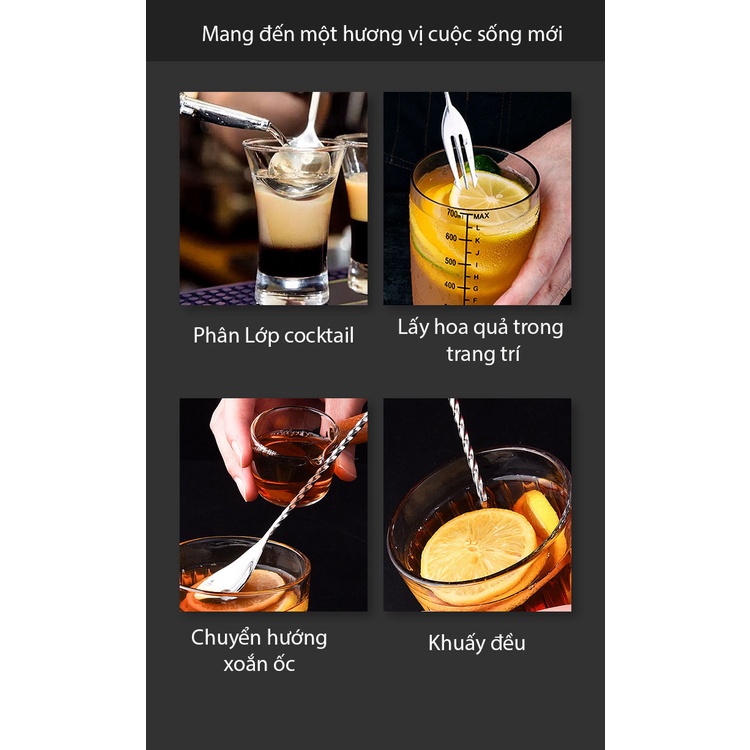 Thìa bar pha chế inox, thìa khuấy 2 đầu pha chế - LOKING