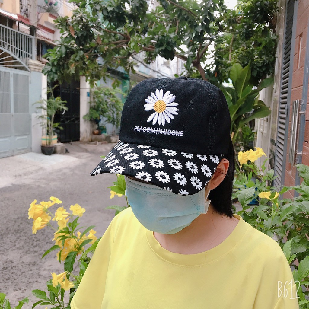 Mũ lưỡi trai hóa kim loại ⚡️ MỚI HÓT ⚡️ NÓN KẾT UNISEX THÊU HOA CÚC  ( hình thật )