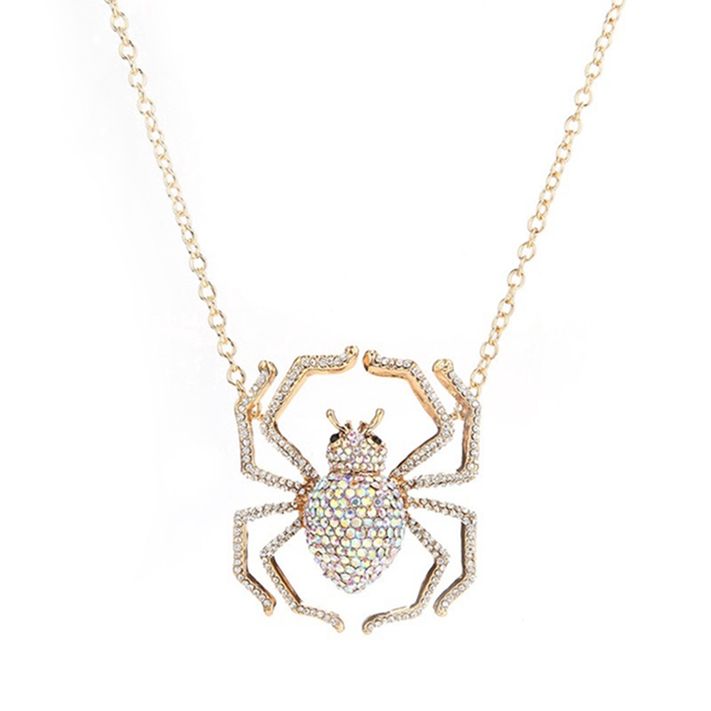 Wanita Halloween Spider Pendant Berlian Alloy Sweater Rantai Kalung Perhiasan