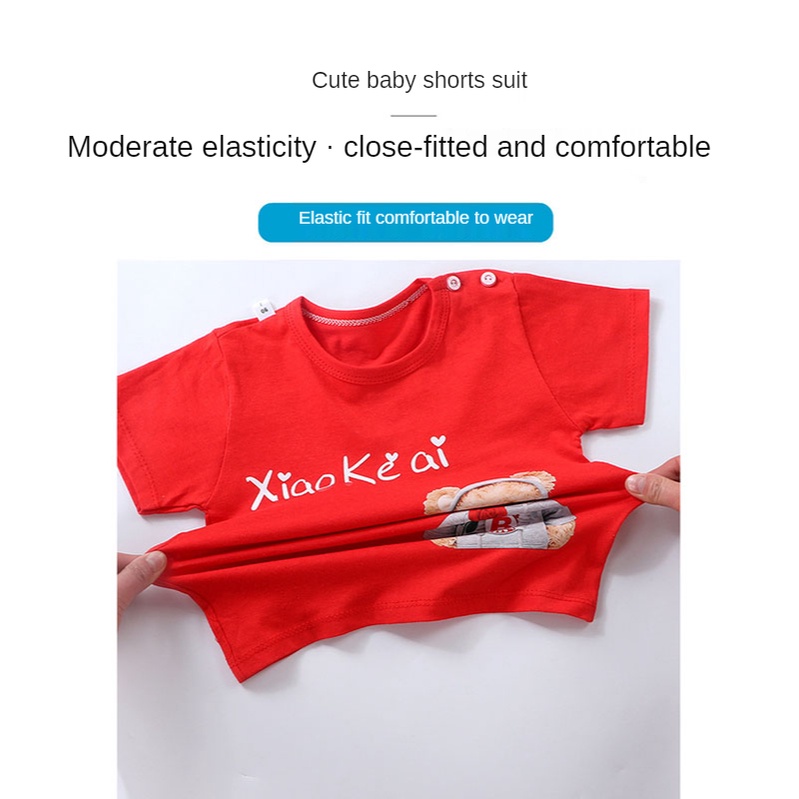 Bộ áo thun cotton ngắn tay + quần short SANITKUN thấm hút mồ hôi thoáng khí thời trang mùa hè mới cho bé