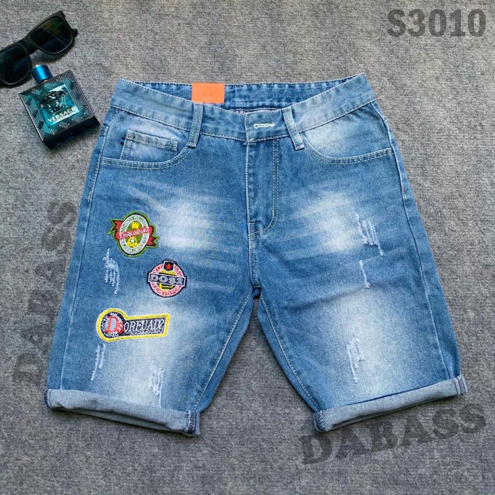 Quần short jean nam, quần sọt jean nam xanh nhạt logo nhiều hình năng động mẫu mới dễ phối đồ S3010 😘
