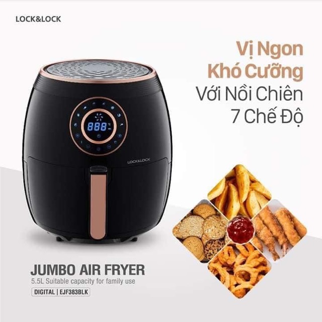 Nồi chiên không dầu Lock & lock điện tử 2 kích cỡ 4l và 5,5l