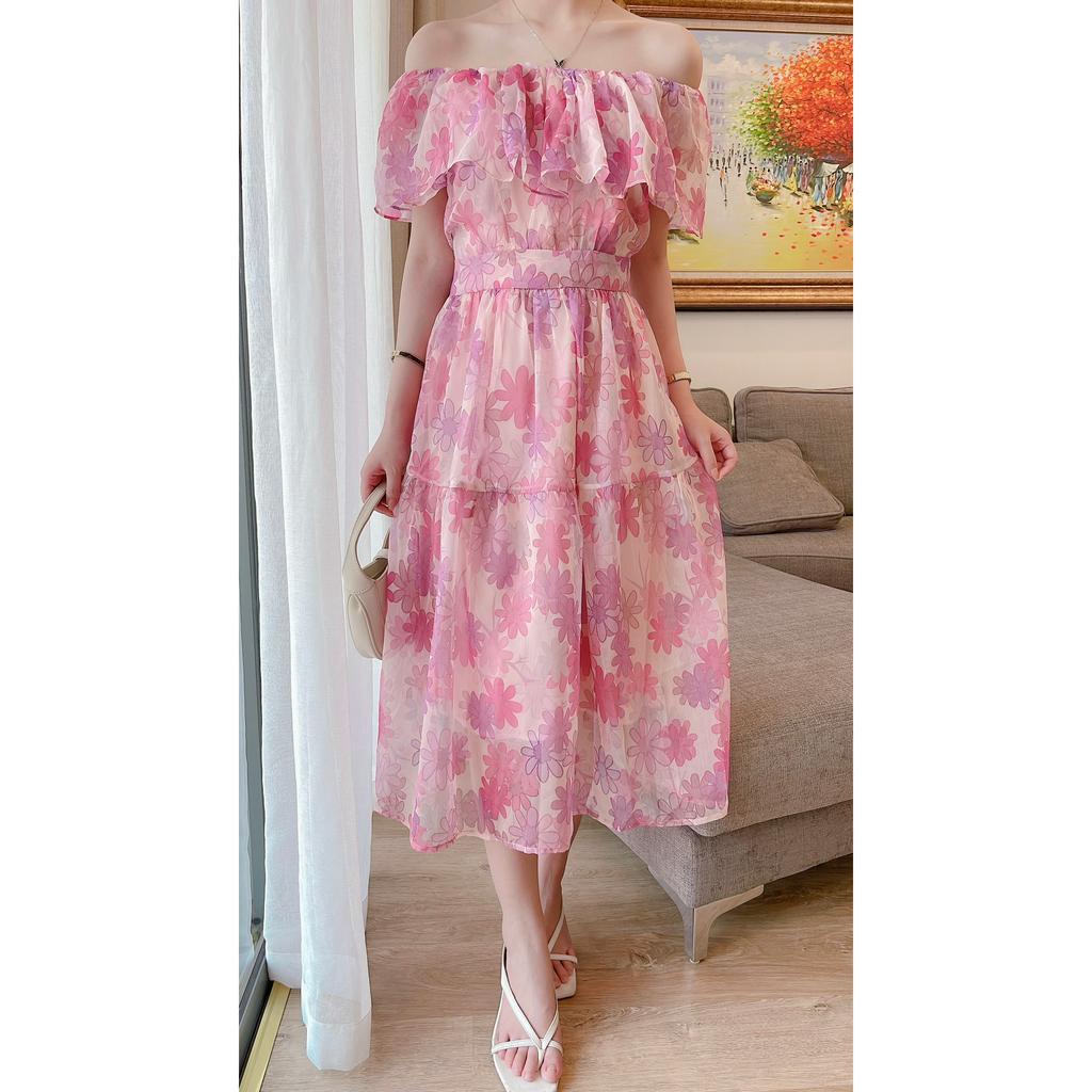 VÁY TƠ HOA TRỄ VAI