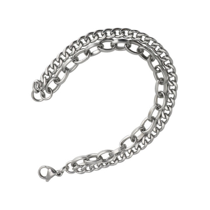 Lắc Tay Nam Titan 2 Tầng Siêu Đẹp Bán Chạy phong cách Hàn Quốc Và Hiện Đại - Kiểu Xích 2 Tầng - Đảm Bảo Không Đen